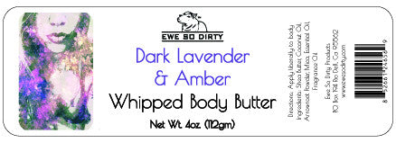 Whipped Shea Body Butter,  DARK LAVENDER & AMBER, 3 oz